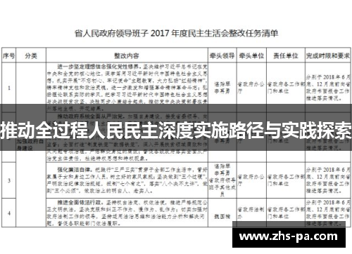 推动全过程人民民主深度实施路径与实践探索